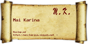 Mai Karina névjegykártya